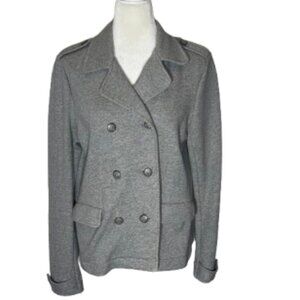 GAP Women's Large Gray Double Breasted Cotton Blend Long Sleeve Jacket